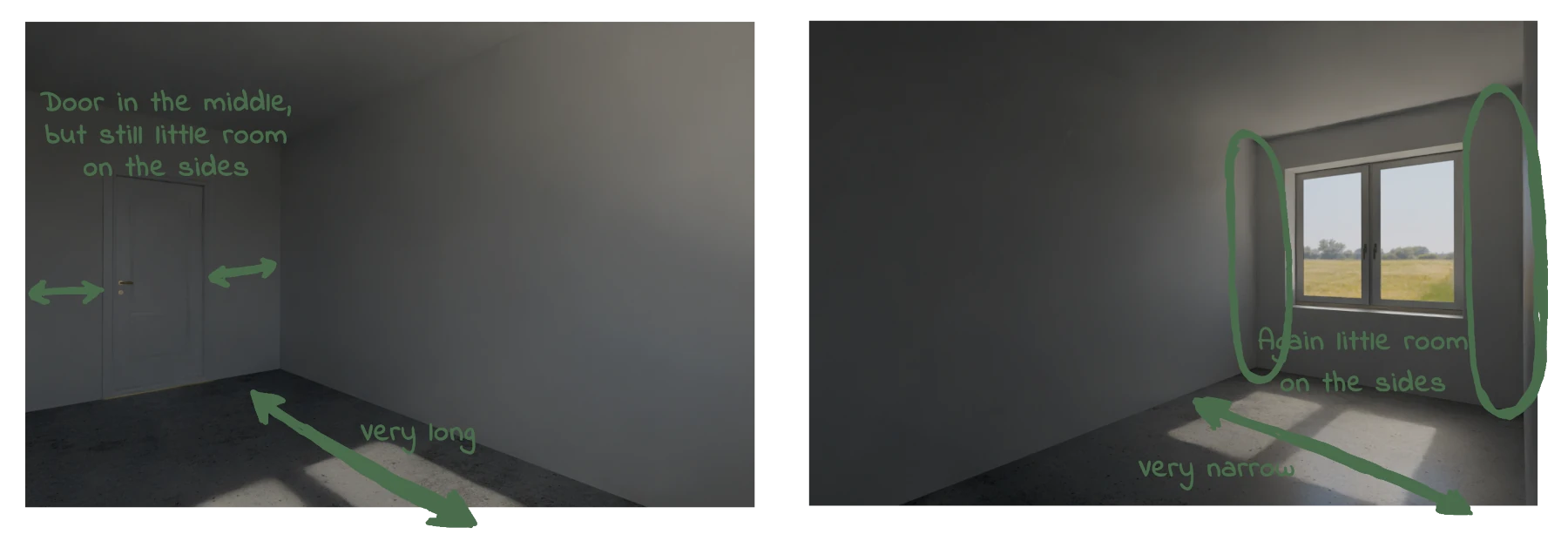 Empty room showcase with description