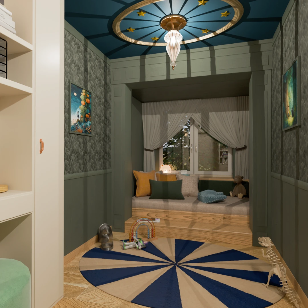Long and narrow child room render 1