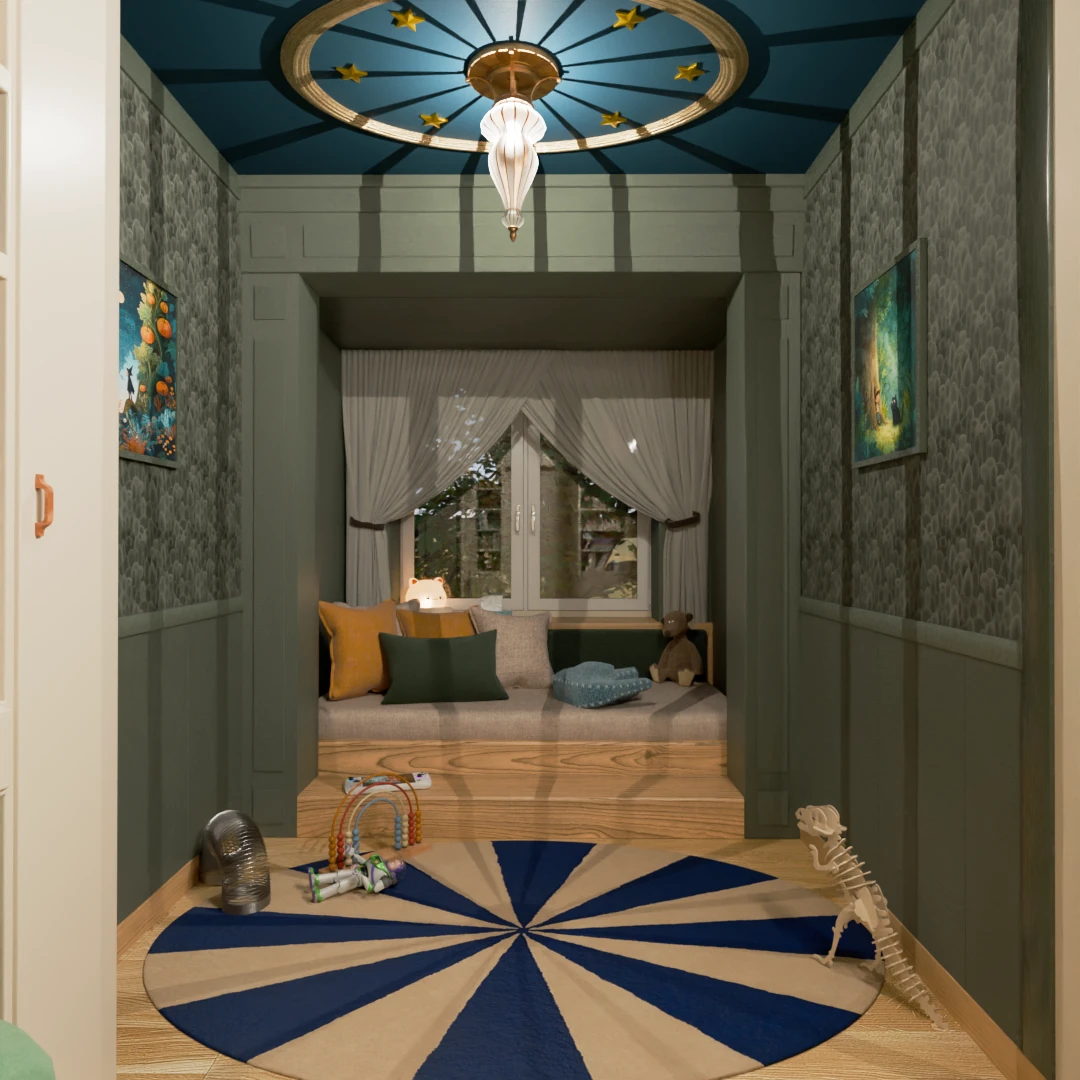 Long and narrow child room render 2