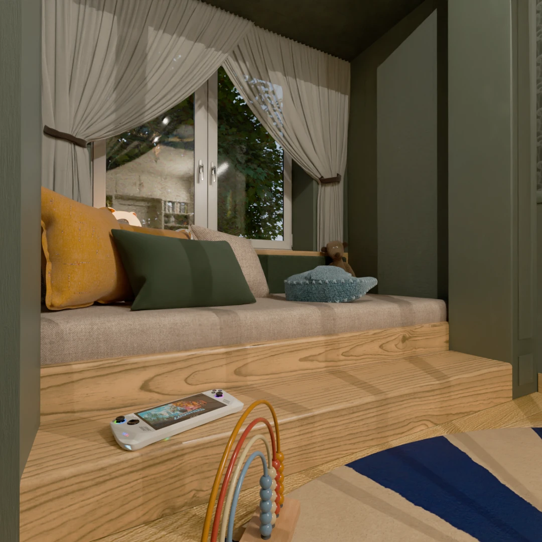 Long and narrow child room render 4
