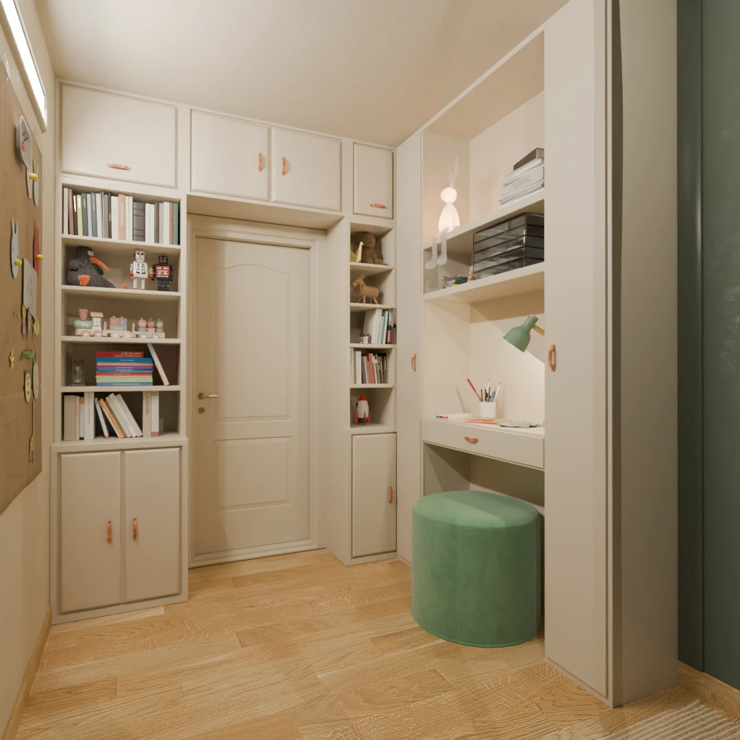 Long and narrow child room render 6